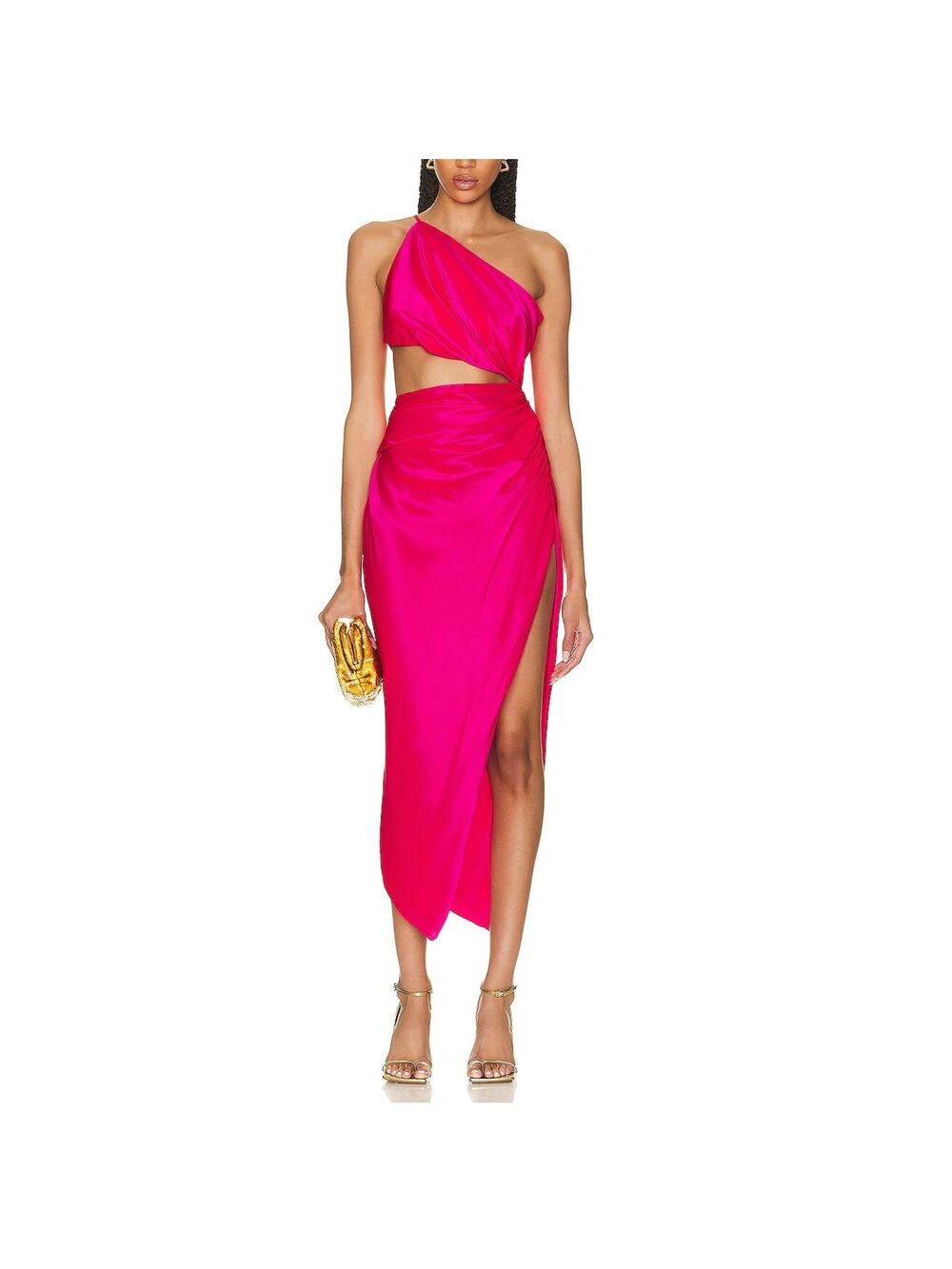 The Sei Asymmetric Hot Pink Cutout One Shoulder Dress Size 2